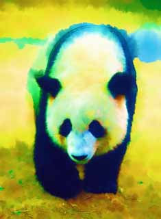 illust, material, livram, paisagem, quadro, pintura, lpis de cor, creiom, puxando,Panda gigantesco, panda, , Eu estou bonito, passeio