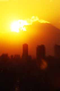 photo,material,free,landscape,picture,stock photo,Creative Commons,Mt. Fuji of the explosion destruction by fire, Setting sun, Mt. Fuji, building, cloud