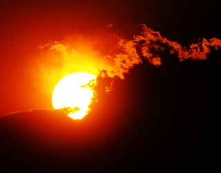 Foto, materiell, befreit, Landschaft, Bild, hat Foto auf Lager,Mt. Fuji der Zerstrung von Feuer, Das Setzen von Sonne, Mt. Fuji, Rot, Wolke