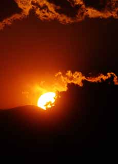 Foto, materiell, befreit, Landschaft, Bild, hat Foto auf Lager,Mt. Fuji der Zerstrung von Feuer, Das Setzen von Sonne, Mt. Fuji, Rot, Wolke