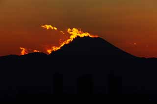 foto,tela,gratis,paisaje,fotografa,idea,Monte. Fuji de la destruccin por el fuego, Sol poniente, Monte. Fuji, Rojo, Nube