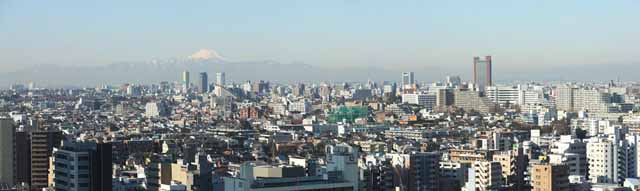 Foto, materieel, vrij, landschap, schilderstuk, bevoorraden foto,Mt. Fuji achtergrond, Gebouw groep, Mt. Fuji, Tanzawa, De sneeuw