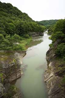 Foto, materieel, vrij, landschap, schilderstuk, bevoorraden foto,Yubari Rivier, Rots, Maagd woud, Luchtlaag, Loop