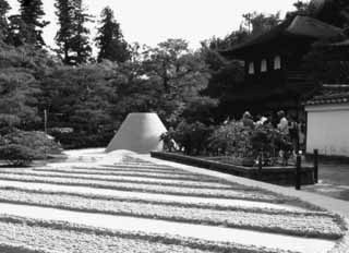 Foto, materiell, befreit, Landschaft, Bild, hat Foto auf Lager,Hgel des Sandes, Ginkakuji, Garten, , 