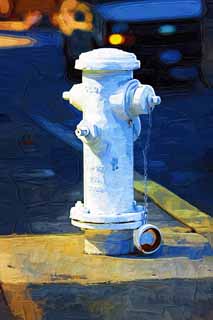 illustration,material,free,landscape,picture,painting,color pencil,crayon,drawing,A fire hydrant, Firefighting, fire hydrant, chain, road