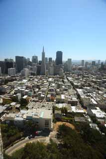 fotografia, materiale, libero il panorama, dipinga, fotografia di scorta,Il mare di San Francisco, edificio a molti piani, Il centro, area residenziale, pendio