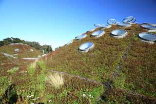 photo,material,free,landscape,picture,stock photo,Creative Commons,A model roof for environment, round window, Ecology, museum, design