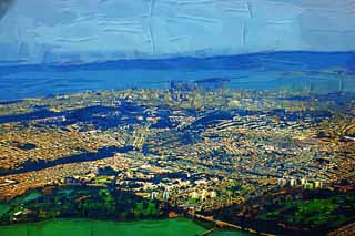 illust, matire, libre, paysage, image, le tableau, crayon de la couleur, colorie, en tirant,San Francisco vue entire, btiment de tour, En ville, rgion rsidentielle, inclinaison