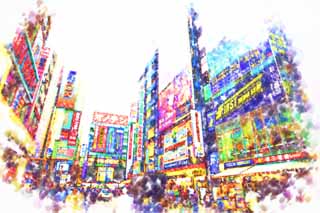 illust, matire, libre, paysage, image, le tableau, crayon de la couleur, colorie, en tirant,Akihabara, appareil du mnage, Une exemption de taxation, Faire les courses, Akiba