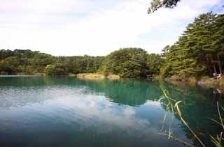 photo, la matire, libre, amnage, dcrivez, photo de la rserve,Lac Bishamon, fort, tang, Bleu azur, Mt. Bandai-san