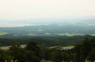 fotografia, materiale, libero il panorama, dipinga, fotografia di scorta,Lago Inawashiro-ko, campo di riso, Riso crescendo, lago, Aizu Fuji