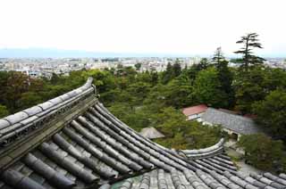 photo,material,free,landscape,picture,stock photo,Creative Commons,Aizu Wakamatsu, tile, building, town, The castle tower