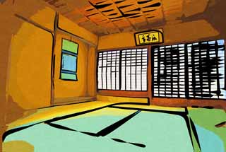 illust, , , , , ,  ,  , .,Oyaku-en   Kotobuki ,  -, tatami mat, shoji,  