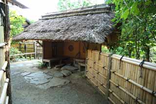 fotografia, materiale, libero il panorama, dipinga, fotografia di scorta,Kairaku-en Garden la pergola di Yoshifumi, Paglia, Cerimonia di t, Edificio di Giapponese-stile, stanza di resto