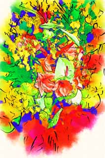 illust, matire, libre, paysage, image, le tableau, crayon de la couleur, colorie, en tirant,Arrangement de la fleur, bouquet, Un change de prsents, lis, Je suis splendide