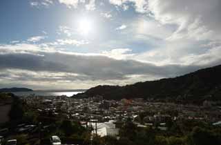fotografia, materiale, libero il panorama, dipinga, fotografia di scorta,Yugawara, primavera calda, costruendo, Izu, nube