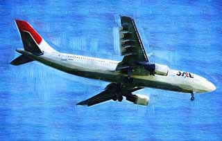 illustration,material,free,landscape,picture,painting,color pencil,crayon,drawing,A jetliner, gear, flap, jet engine, wing