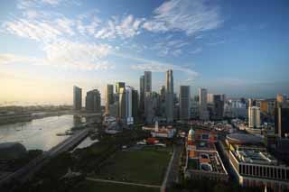 fotografia, materiale, libero il panorama, dipinga, fotografia di scorta,Il lo spuntar del giorno di Singaporean, Grattacieli, Il sole di mattina, Mattina quieta, cielo blu