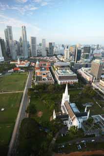 fotografia, materiale, libero il panorama, dipinga, fotografia di scorta,Il lo spuntar del giorno di Singaporean, Grattacieli, Il sole di mattina, Mattina quieta, cielo blu