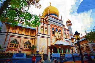 illust, , , , , ,  ,  , .,sultan mosque, Islam, mosque, , 