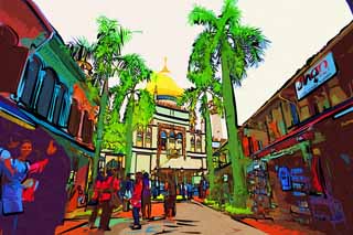 illust, , , , , ,  ,  , .,sultan mosque, Islam, mosque, , 