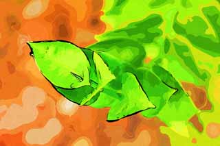 illustration,material,free,landscape,picture,painting,color pencil,crayon,drawing,A bud, leaf, fleshy plant, Evolution, I am strange