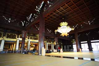 photo, la matire, libre, amnage, dcrivez, photo de la rserve,Temple Honganji ouest dans lequel l'image du fondateur est installe dans, Honganji, Chaitya, Shinran, btiment en bois