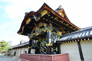 fotografia, materiale, libero il panorama, dipinga, fotografia di scorta,Cancello di Cinese-stile di Honganji Dell'ovest, Honganji, Chaitya, scultura, Il giorno che vive esame di sbarra