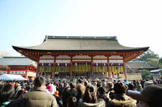 Foto, materiell, befreit, Landschaft, Bild, hat Foto auf Lager,Fushimi-Inari Taisha-Schrein, Neujahr besucht zu einem schintoistischen Schrein, Neujahreszeremonie, Inari, Fuchs