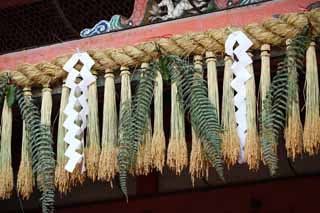 photo,material,free,landscape,picture,stock photo,Creative Commons,Fushimi-Inari Taisha Shrine Shinto straw festoon, Shinto straw festoon, paper appendix, Inari, fox