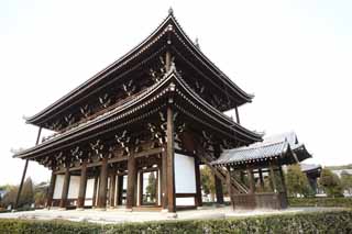 Foto, materiell, befreit, Landschaft, Bild, hat Foto auf Lager,Tofuku-ji-Tempel Mikado, Chaitya, Multilayer-Fall bemuttert Aussehen von einem Haus, Buddhistisches Bild, Die doppelte Stangenprfung