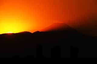 Foto, materiell, befreit, Landschaft, Bild, hat Foto auf Lager,Mt. Fuji der Dmmerung, Mt. Fuji, Gebude, leichte Linie, Berg