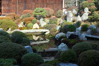 Foto, materiell, befreit, Landschaft, Bild, hat Foto auf Lager,Der Schreingarten von Tofuku-ji Temple-Grnder, Chaitya, Japanisch grtnert, Stein, Teich