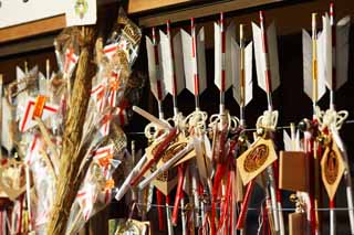 Foto, materieel, vrij, landschap, schilderstuk, bevoorraden foto,Hachiman-gu Shrine verdrijvende pijl van New Year, Nieuwjaar vakantiedagen, Geluksvoorwerp, Veel geluk, De pijl van de amulet tegen kwaad