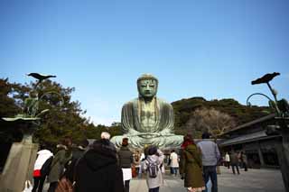 Foto, materieel, vrij, landschap, schilderstuk, bevoorraden foto,Kamakura groot standbeeld van De boeddha, , , Soong trant, Boeddhisme beeldhouwkunst