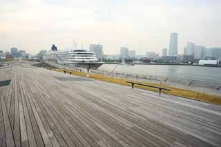 Foto, materiell, befreit, Landschaft, Bild, hat Foto auf Lager,Luxurises Passagierpassagierschiff Asuka IIE, Das Meer, Schiff, groer Pier, Yokohama