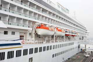 fotografia, materiale, libero il panorama, dipinga, fotografia di scorta,Nave di linea di passeggero lussuosa Asuka II, Il mare, nave, grande banchina, Yokohama