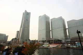 fotografia, materiale, libero il panorama, dipinga, fotografia di scorta,Yokohama Minato Mirai 21, torre di pietra miliare, Il mare, Un parco di divertimenti, citt di modello futura