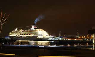 fotografia, materiale, libero il panorama, dipinga, fotografia di scorta,Nave di linea di passeggero lussuosa Asuka II, Il mare, nave, grande banchina, Yokohama