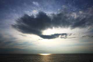 Foto, materieel, vrij, landschap, schilderstuk, bevoorraden foto,De zee van Enoshima, Wolk, De horizon, Helderheid, De zon