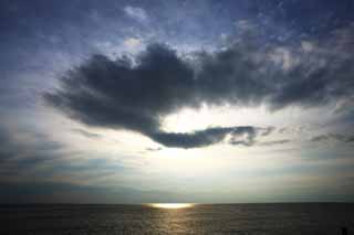 fotografia, materiale, libero il panorama, dipinga, fotografia di scorta,Il mare di Enoshima, nube, L'orizzonte, Luminosit, Il sole