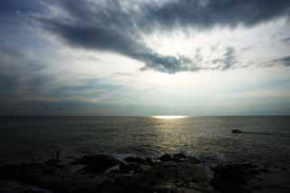 Foto, materieel, vrij, landschap, schilderstuk, bevoorraden foto,De zee van Enoshima, Wolk, De horizon, Helderheid, De zon