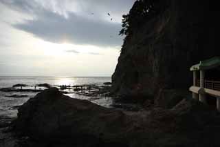 fotografia, material, livra, ajardine, imagine, proveja fotografia,Enoshima Iwaya, lugar rochoso, praia, precipcio, caverna