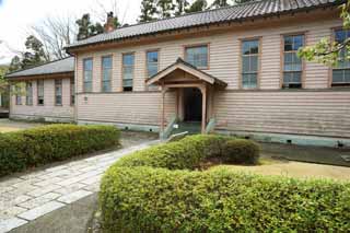 Foto, materiell, befreit, Landschaft, Bild, hat Foto auf Lager,Das vierte Meiji-mura-Dorf Museum lteres Gymnasiumsphysikalische Chemieklassenzimmer, das Bauen vom Meiji, Die Verwestlichung, West-Stilgebude, Kulturelles Erbe