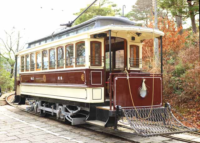 Foto, materieel, vrij, landschap, schilderstuk, bevoorraden foto,Meiji-mura Village Museum Kyoto tram, Trein van de Meiji, De Westernization, Tram, Cultureel heritage