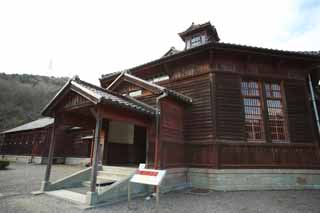 Foto, materiell, befreit, Landschaft, Bild, hat Foto auf Lager,Das Meiji-mura-Dorf Museum Kanazawa Gefngnis zentriert Gefngniswachenstelle / eine Zelle, das Bauen vom Meiji, Die Verwestlichung, West-Stilgebude, Kulturelles Erbe