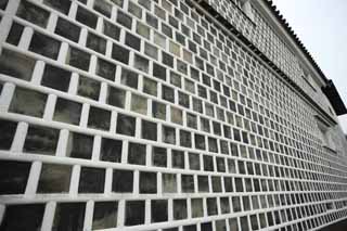 photo,material,free,landscape,picture,stock photo,Creative Commons,Kurashiki wall covered with square tiles and jointed with raised plaster, Traditional culture, Tradition architecture, The plaster, wall covered with square tiles and jointed with raised plaster