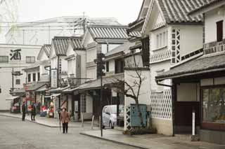 photo, la matire, libre, amnage, dcrivez, photo de la rserve,Magasin de souvenir Kurashiki, souvenir, Architecture de la tradition, enseigne, le mur a couvert des carreaux carrs et articul avec pltre lev