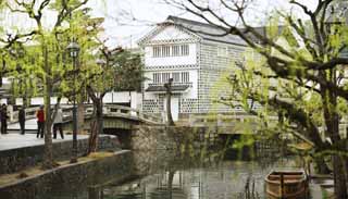 Foto, materiell, befreit, Landschaft, Bild, hat Foto auf Lager,Kurashiki Kurashiki-Fluss, Traditionelle Kultur, Weide, Japanische Kultur, Die Geschichte