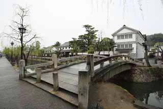 Foto, materiell, befreit, Landschaft, Bild, hat Foto auf Lager,Kurashiki Nakahashi, Traditionelle Kultur, steinigen Sie Brcke, Weide, Die Geschichte